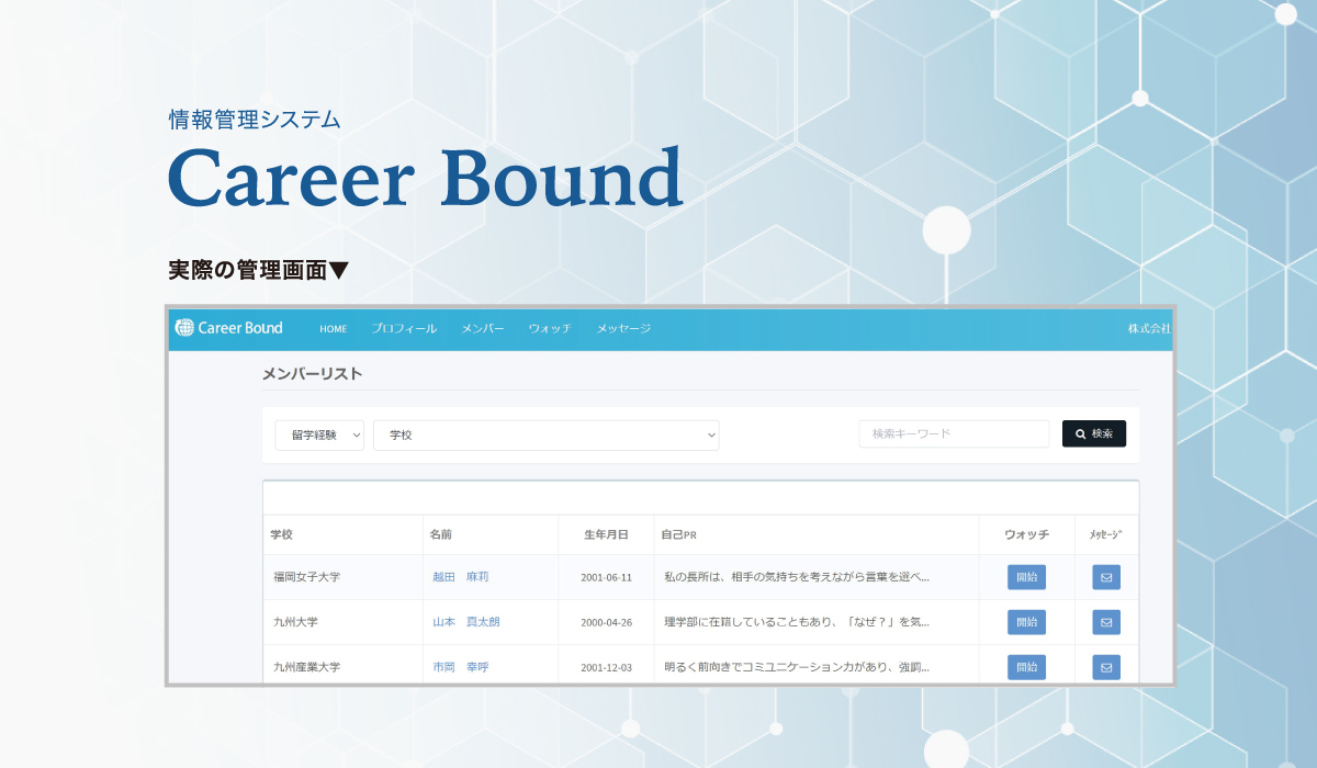 Career Bound 管理画面